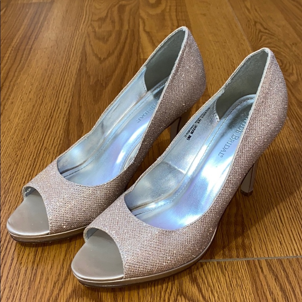 David’s Bridal Champagne Glitter Rochelle Heels